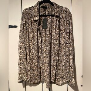 Gibson Black and Cream Zebra Print Top